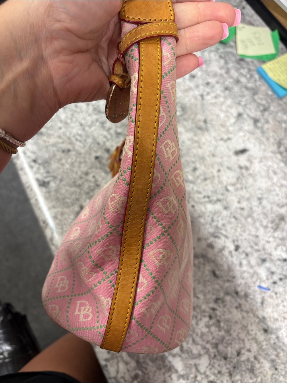 Vintage Dooney & Bourke Pink/Kelly Green shoulder bag - Picture 4 of 8